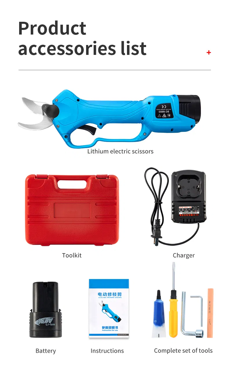 Podadora Eléctrica Suca Profesional 25mm Tijera Eléctrica para Poda de Frutas Podadora Eléctrica de Bypass Puede Ser Equipado con Barra de Extensión