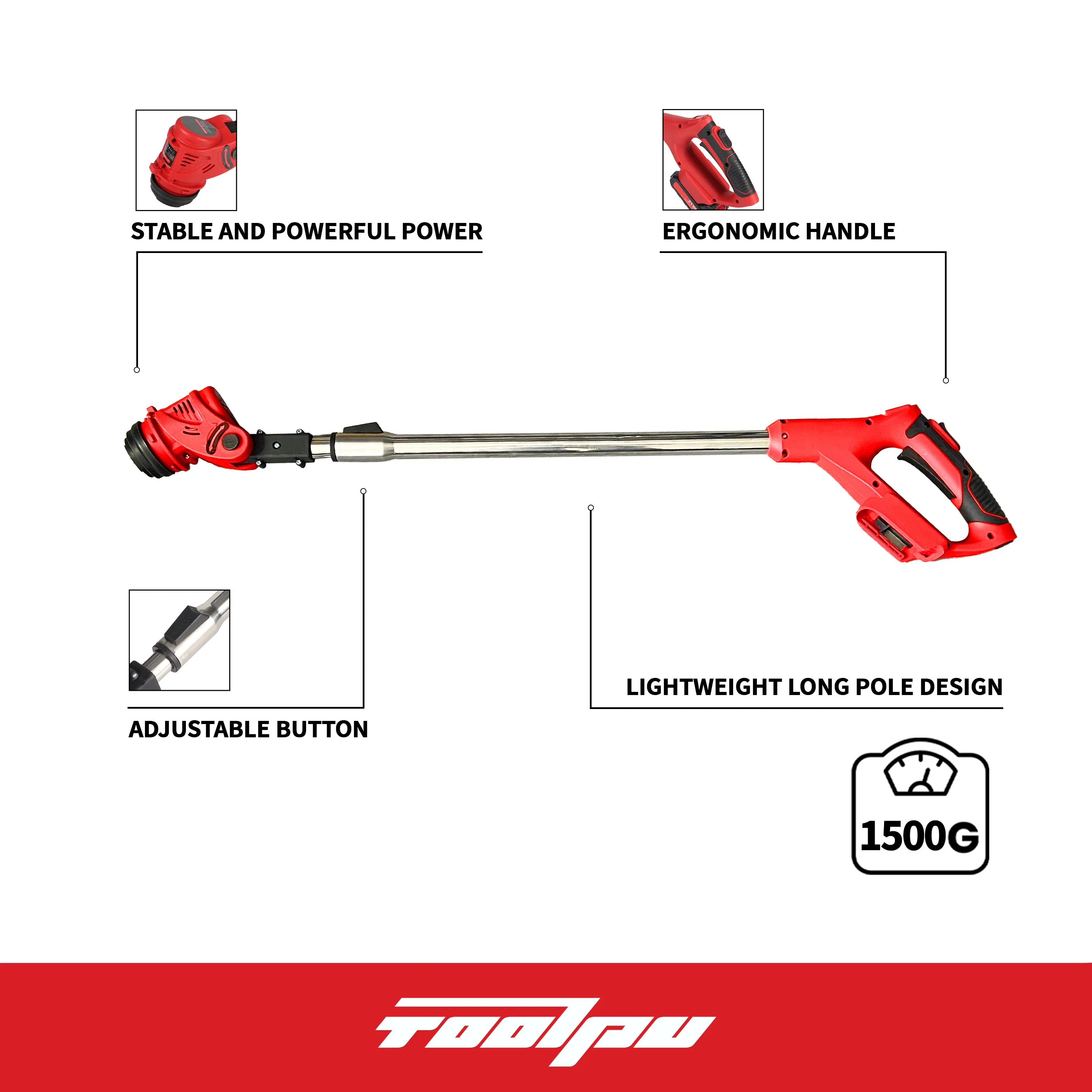Desmalezadora Telescópica Inalámbrica Portátil Toolpu 1500g Diseño Ligero Motor Potente Cortadora de Césped