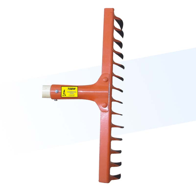 Herramienta de mano para jardinería, pala, rastrillo de dientes en espiral de acero al carbono para hojas y césped