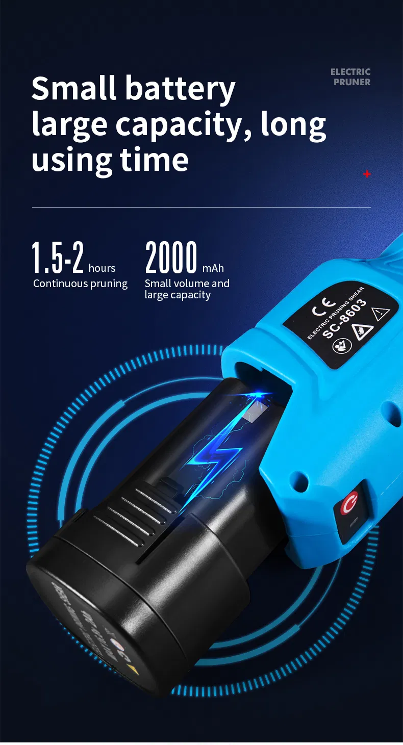 Podadora Eléctrica Suca Profesional 25mm Tijera Eléctrica para Poda de Frutas Podadora Eléctrica de Bypass Puede Ser Equipado con Barra de Extensión