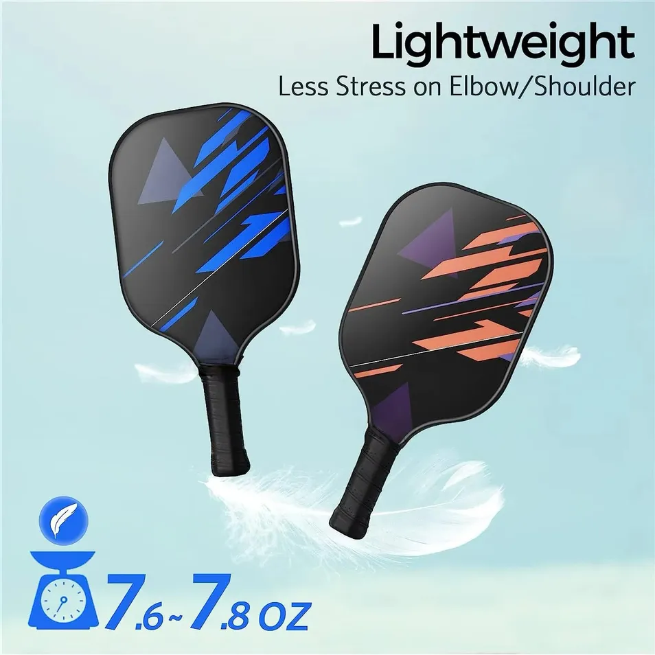 Paleta de pickleball de fibra de vidrio con logotipo personalizado y muestra de raqueta de carbono OEM