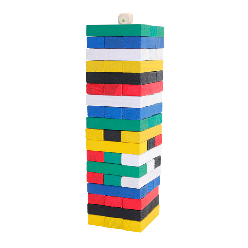 Mini Color Wooden Stacking Board Games Building Blocks for Kids Timber Tower Block Set