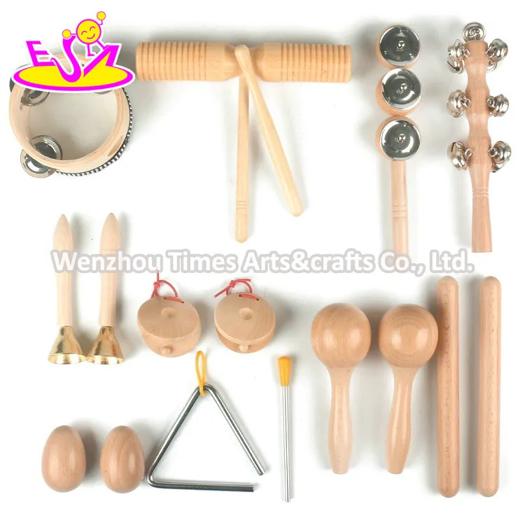 Natural Eco-Friendly Percussion Instruments Set Wooden Kids Musical Instruments Toys for Preschool Education W07A249