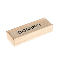 Wooden Dominoes Game Set Of 28 Tiles With Storage Box Black/Natural Wood Customizable Block Games For Adults &amp; Kids