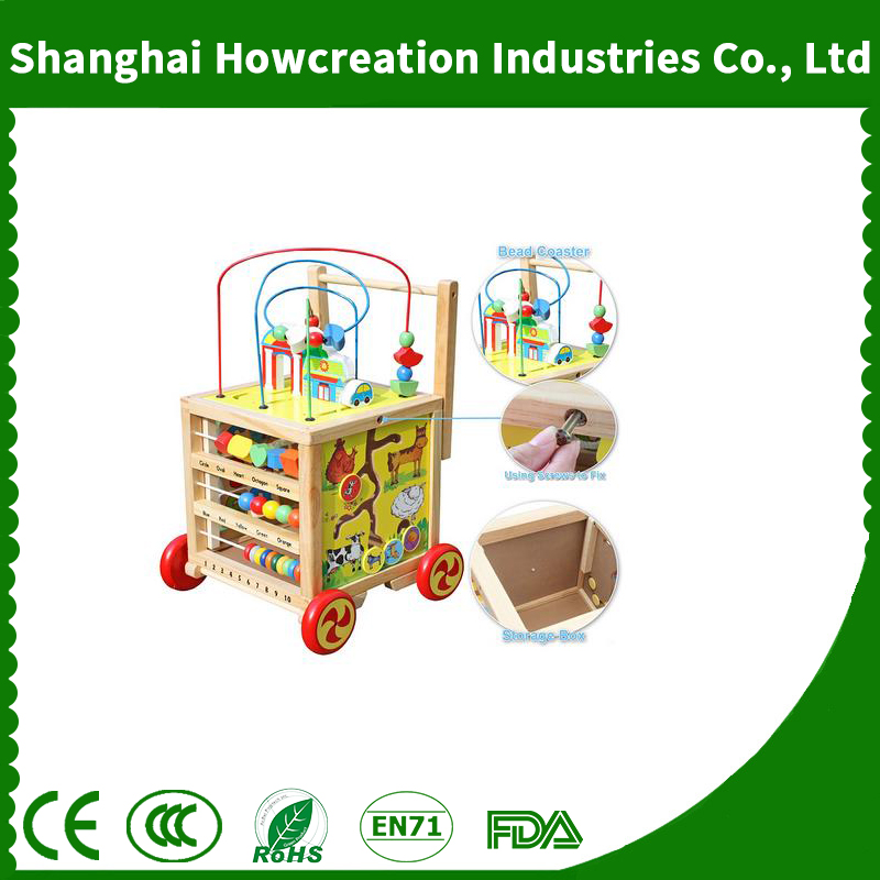 New Arrival Wooden Learning Bead Maze Cube 5 in 1 Activity Center Educational Toy to Help Kids Develop Intelligence