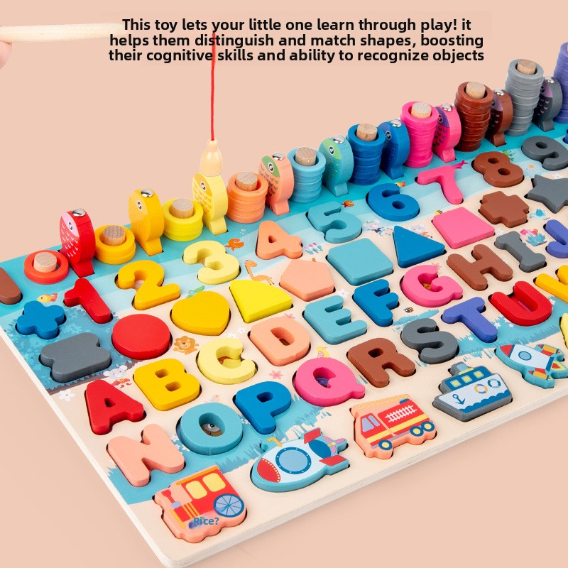 Custom Logo Wooden 3D Number Alphabet Puzzle Board Montessori Educational Toy Counting Matching Game for Kids Ages 2-13