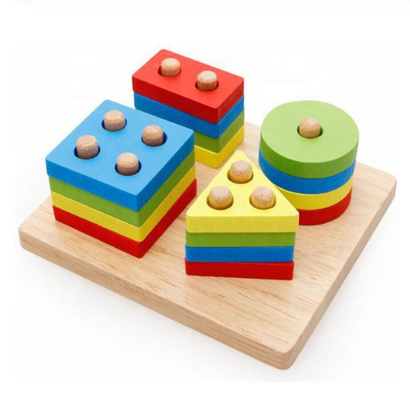 Montessori Educational Wooden Toys for Children Early Learning Exercise Hands-on Ability Geometric Shapes Matching Games