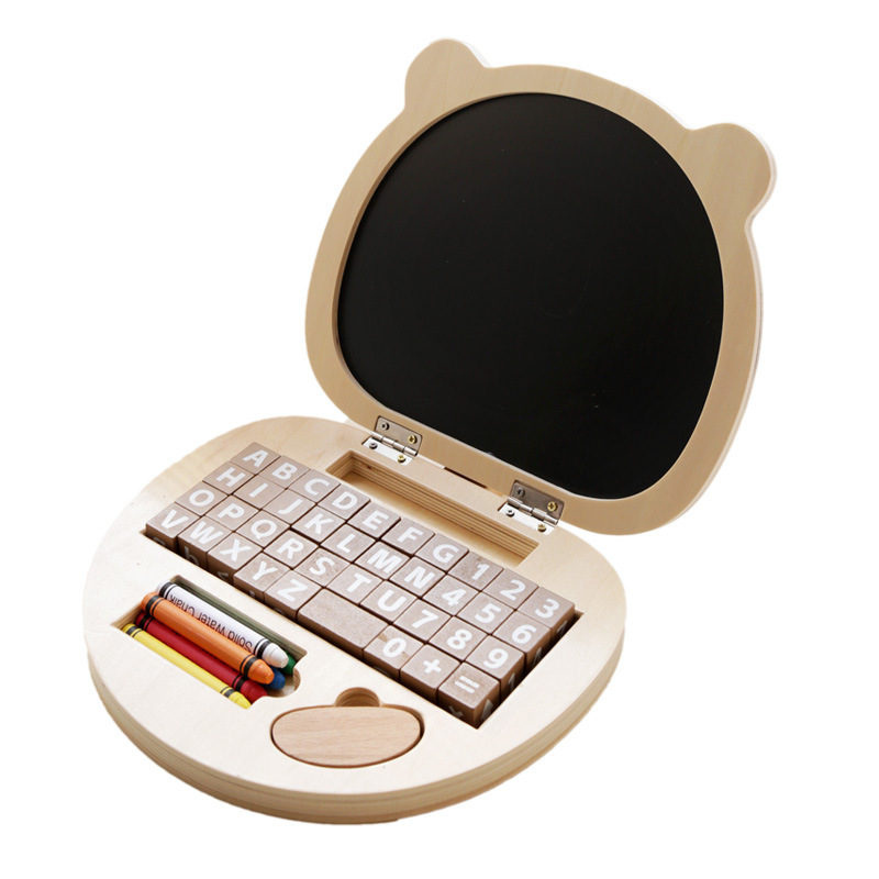 Montessori-Inspired Wooden Toy Computer For Toddlers Educational Pretend Play English Alphabets Keyboard EN71 CPC