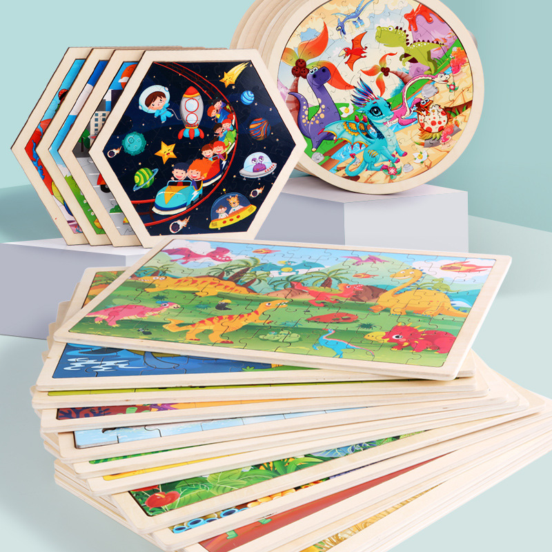 Hot Sale Wooden 3D Puzzle Jigsaw Toys for Children DIY Cartoon Puzzles Game Intellectual Toy for Kids Adults 3d Wooden Puzzle