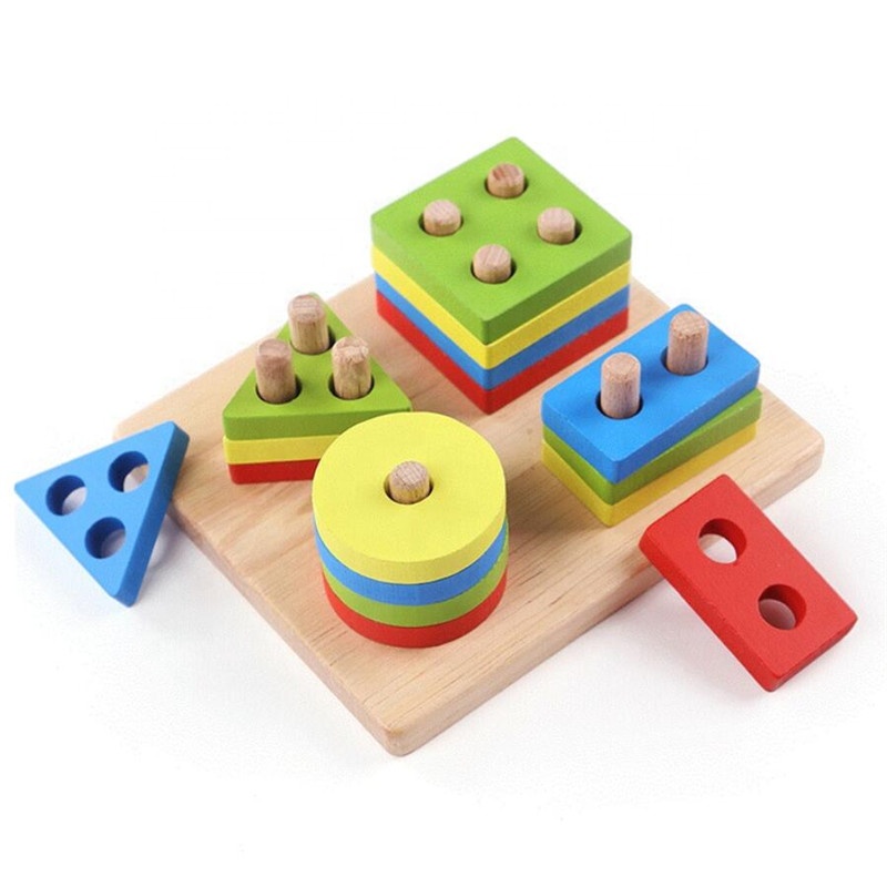 Montessori Educational Wooden Toys for Children Early Learning Exercise Hands-on Ability Geometric Shapes Matching Games
