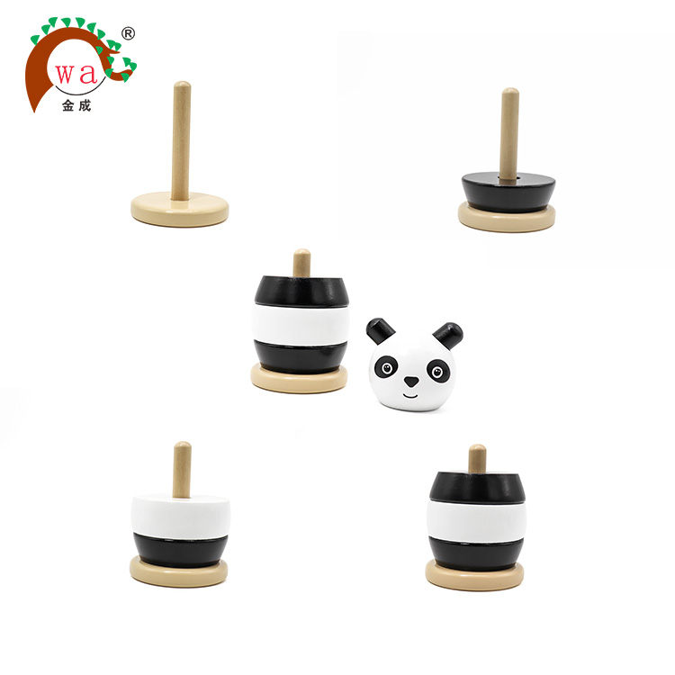 Wooden Toy Panda Family Pile Tower Stacking Set for Kids