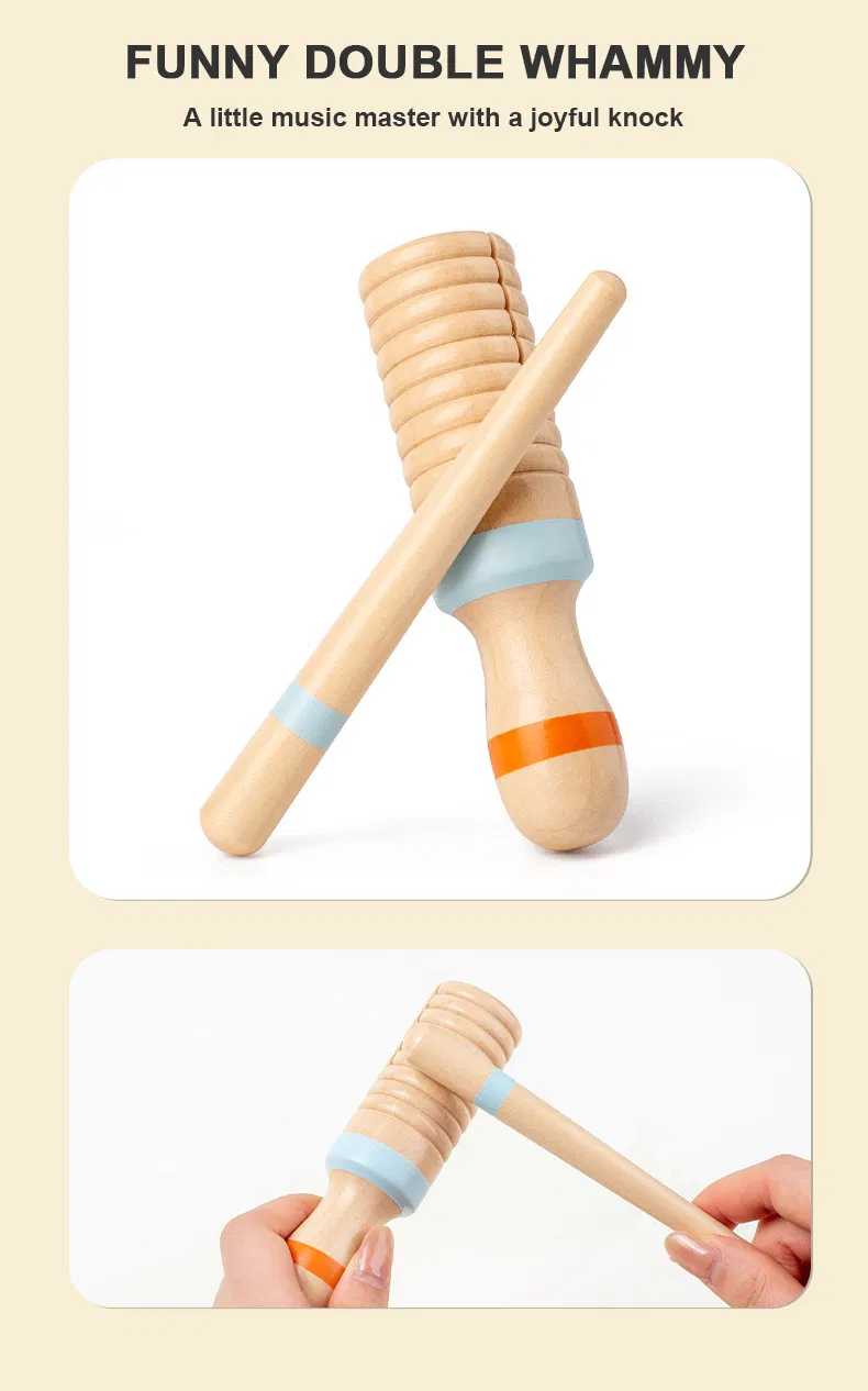 Baby Wooden Music Toy with 11-Piece Drum and Bell Educational Musical Instruments