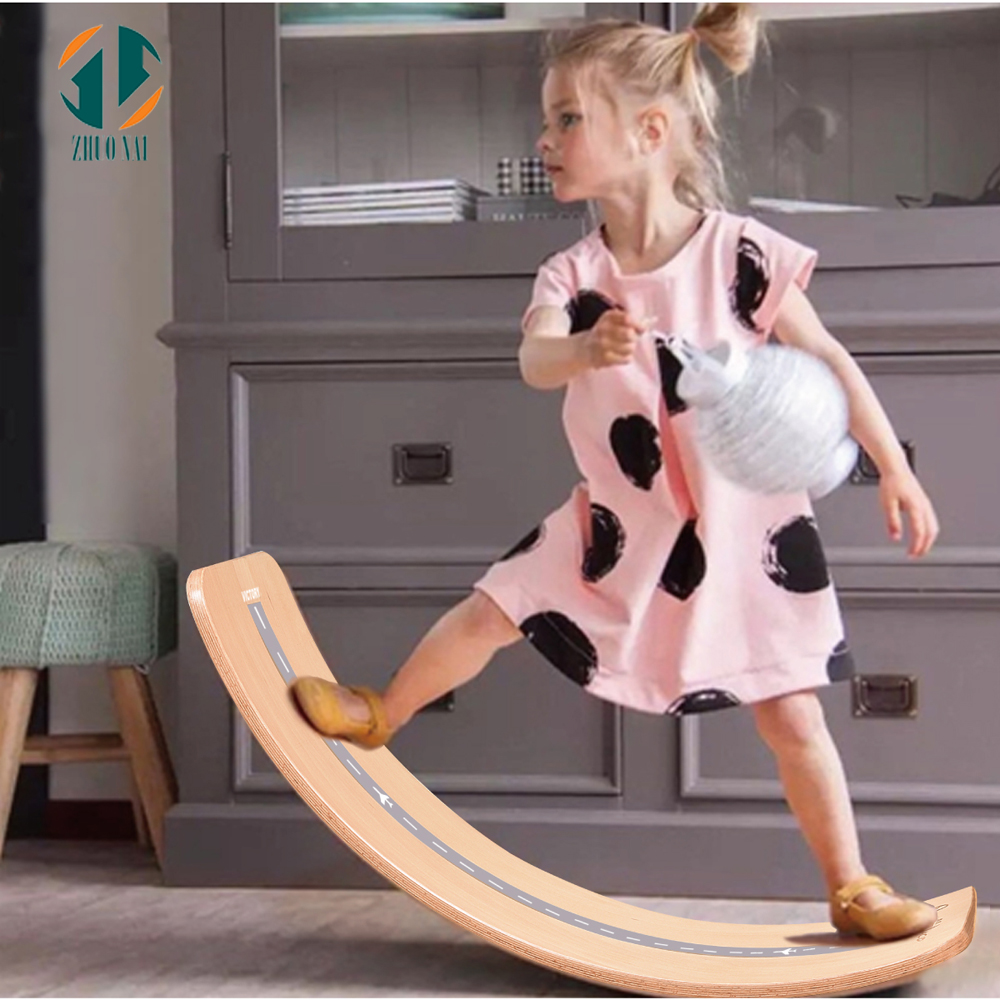 Kids Wooden Curved Balance Board Children'S Girl Boy Sensory Integration Training Exercise Yoga Games Intellectual Toys