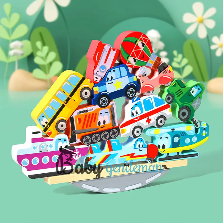 Hot Selling Educational Vehicle Balance Blocks Wooden Stacking Toy for Kids Z11121f