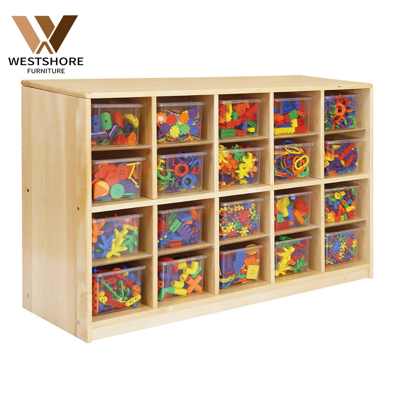 Montessori Kindergarten Kids Storage Cabinet for Daycare Preschool Furniture Toy Display Organizer Nursery Classroom Wooden Unit