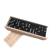 Wooden Dominoes Game Set Of 28 Tiles With Storage Box Black/Natural Wood Customizable Block Games For Adults &amp; Kids