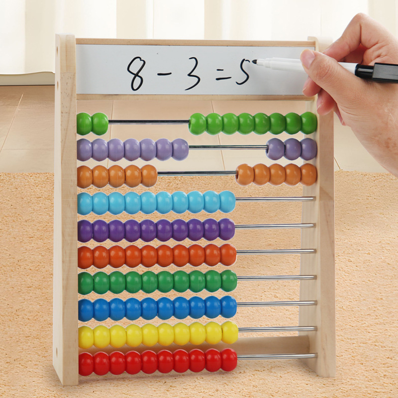 EN71 Wood Children's Abacus Counting Frame Montessori Bead Math Teaching Tool Grade 1 Kindergarten Addition Subtraction Playing