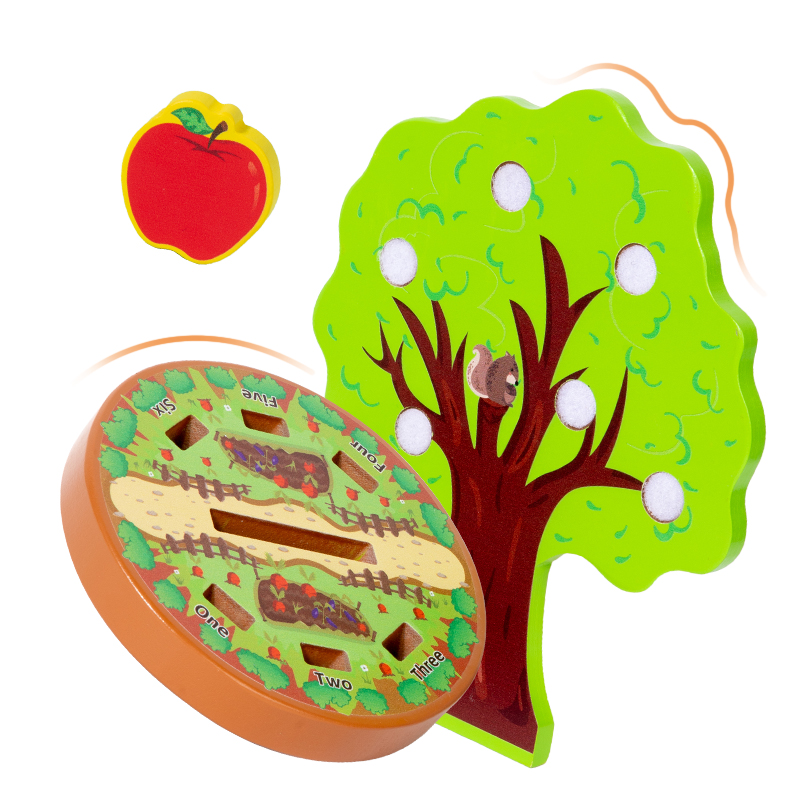Montessori Early Education 3D Wooden Toys Creative Animal Fruit Felt Sticker Tree Toy Toddlers 7-12 Months Fine Motor Skill