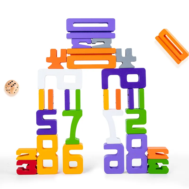 Intelligent Math Learning Wooden Montessori Educational Child Balance Training Number Stock Toys for Kids Stacking Games