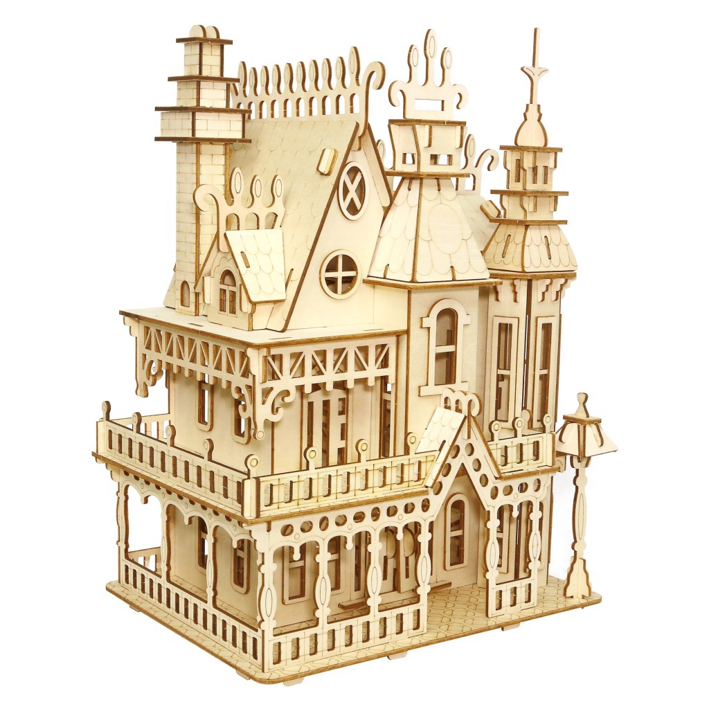 Dreamy Villa 3D Wooden Puzzle Model Educational DIY Toy-Laser Cut Decorative Box STEM Toy for 5 to 7 Years 101-500 Pieces