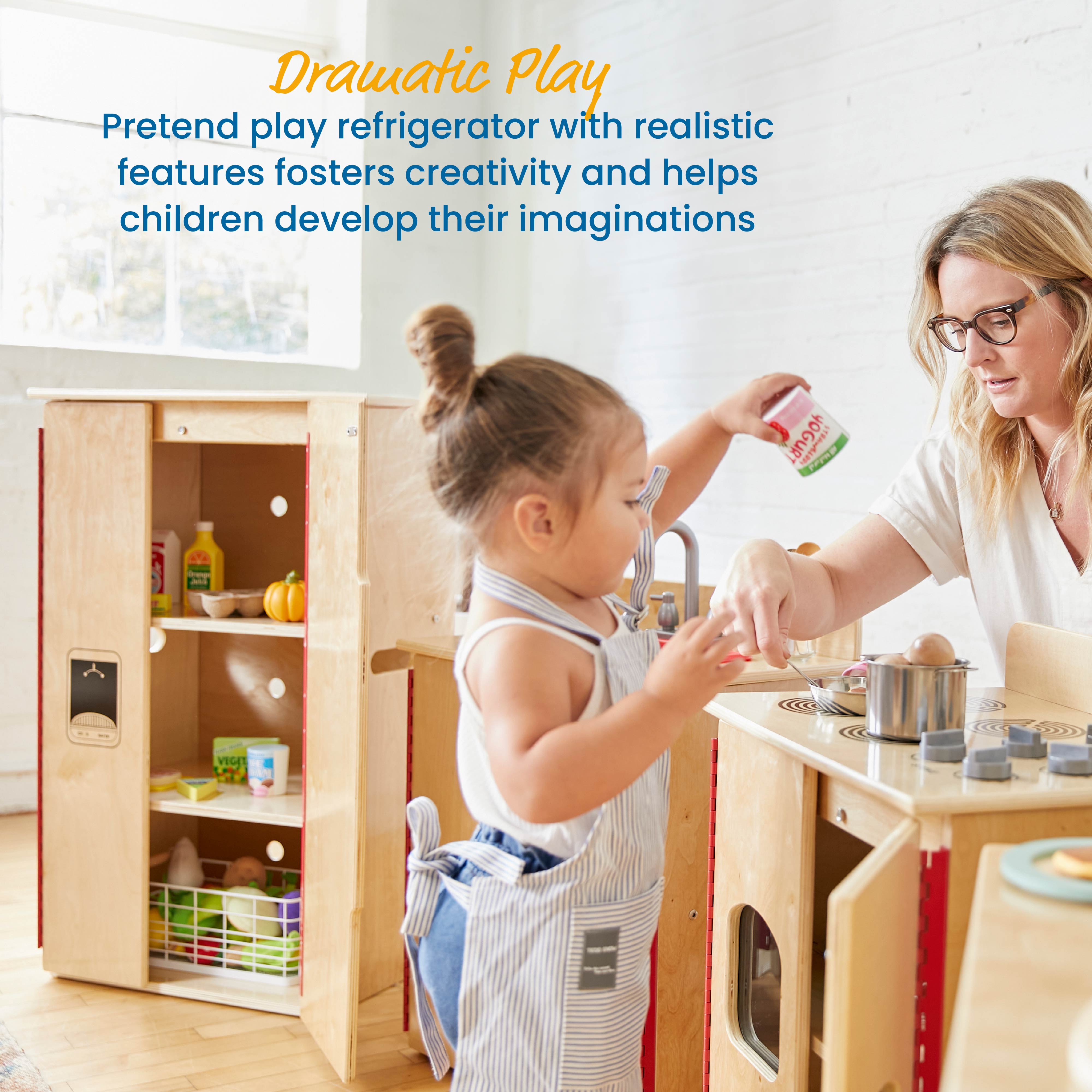 Montessori Toddler Wooden Kitchen Role Play Furniture Infant Daycare Play Set for Nursery Activity Center Learning Set