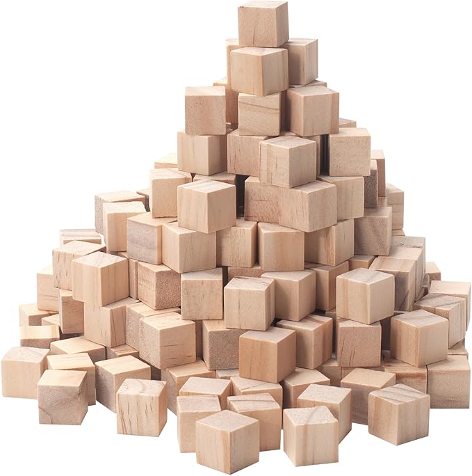 Custom Small Unfinished Wooden Blocks, Blank Craft Cubes for DIY Counting Alphabet Stamps Dice, Baby Shower &amp; Educational Toys