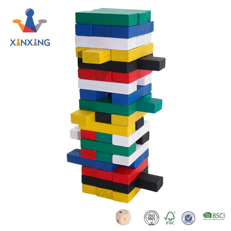 Mini Color Wooden Stacking Board Games Building Blocks for Kids Timber Tower Block Set