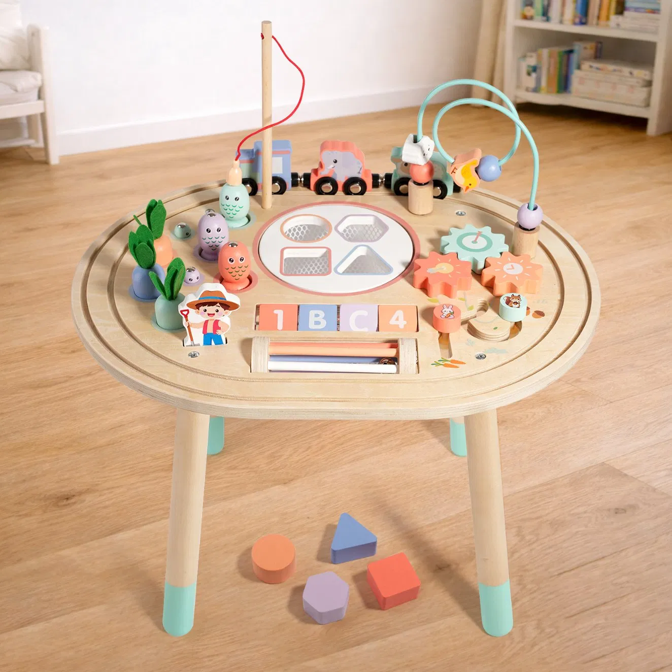 Toddler Fine Motor Skill Development Wooden Montessori Activity Table Educational Toy