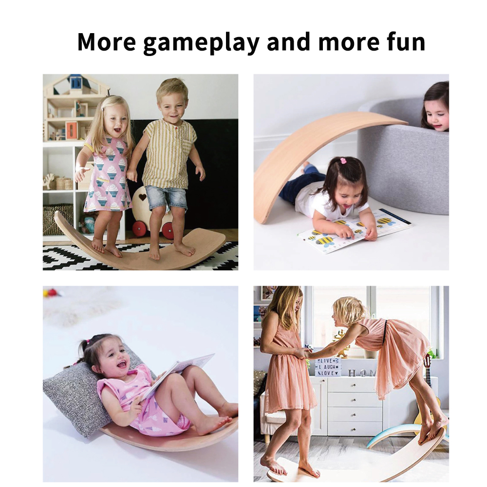 Kids Wooden Curved Balance Board Children'S Girl Boy Sensory Integration Training Exercise Yoga Games Intellectual Toys