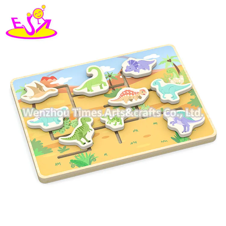 Educational Fine Motor Skills Wooden Dinosaur Maze Toy for Kids W11h144