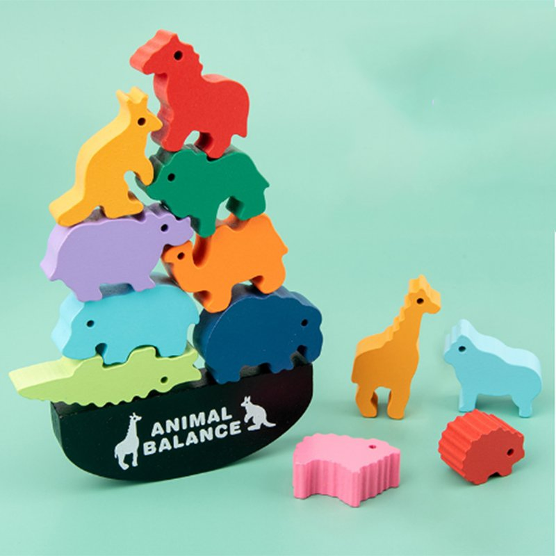 Wood Children′ S Dinosaur Balance Assembly Building Blocks Stacking High-Balance Boat Stacking Early Education Puzzle Toys