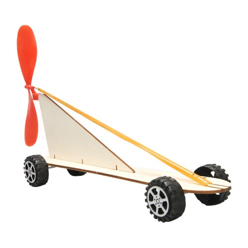 OKYN-G5503 STEM Wooden DIY Car Model Kit Rubber Band Powered Motorless Toy For Science Project