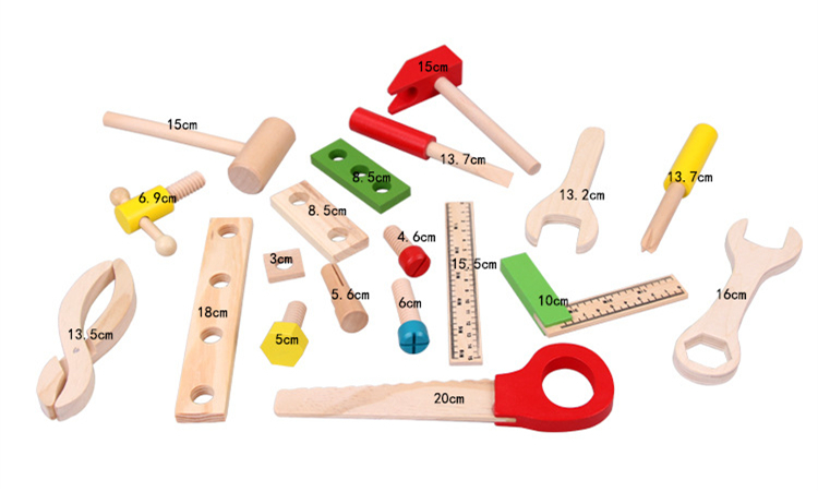 Pretend Play Carpenter Wooden Kids Toy Tool Set