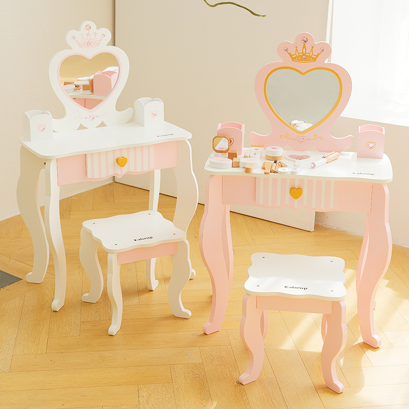 European Style Wooden Dressing Table Unisex House Role Playing Simulation Kitchen &amp; Food Toys Set