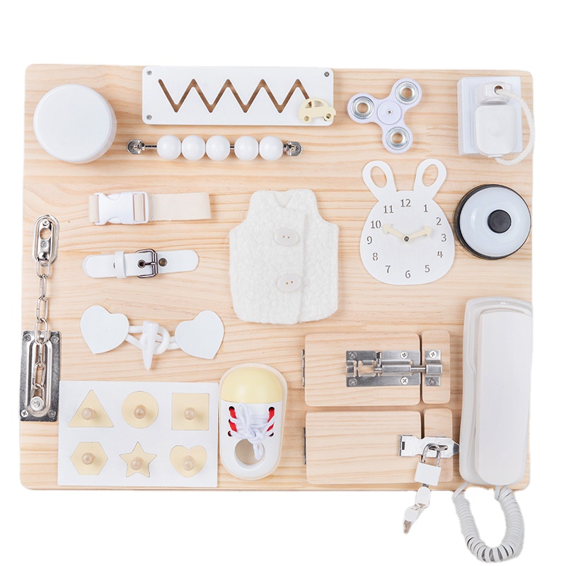 Locks Latches Board Sensory Activity Board Children Montessori Early Education Learning Wooden Busy Board for Kids Baby Toddler