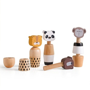Early Learning Educational Toy for Baby Toddlers Wooden Block Toys for Children Twist and Turnables Wooden Building Block Toys
