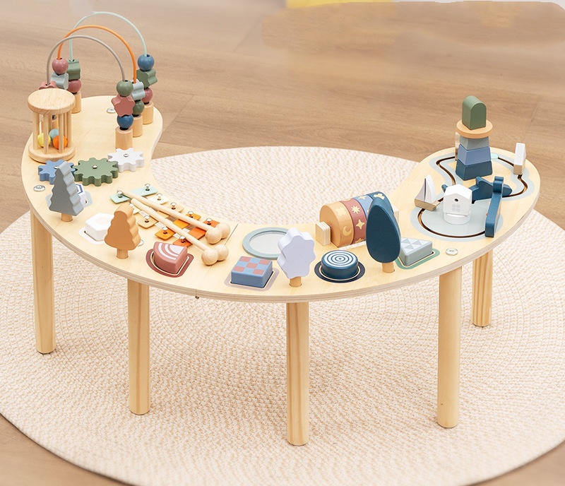 Hot Sale Montessori Multi-Functional Wooden Sensory Play Table With Xylophone And Activity Toys For Kids And Toddlers