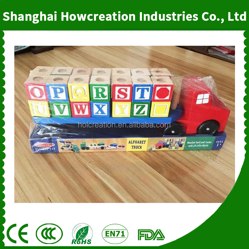 New Arrival Wooden Material Alphabet Blocks Wooden Truck Educational Toy for Kindergartner Students Learning