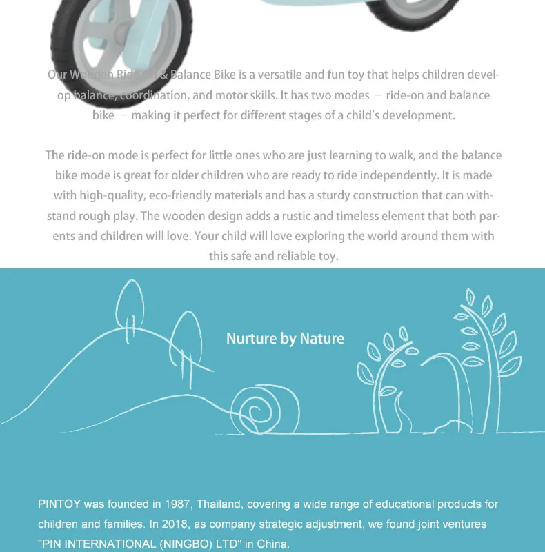 Durable Wooden Balance Bike for Kids - Perfect Toddler Toy