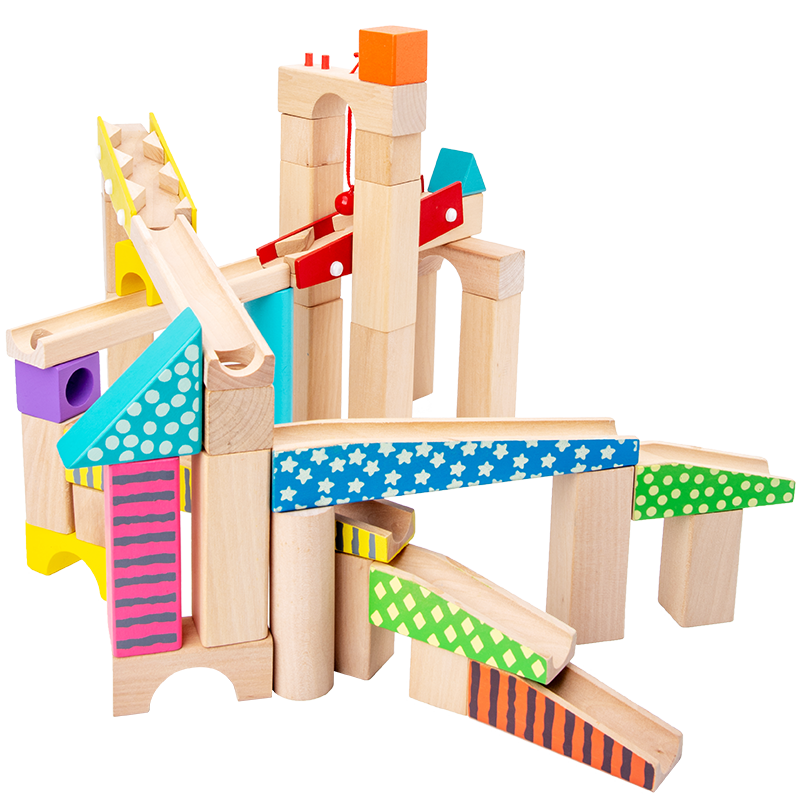 Children's Ball Track Building Blocks Educational Early Childhood Toy with Wooden Construction