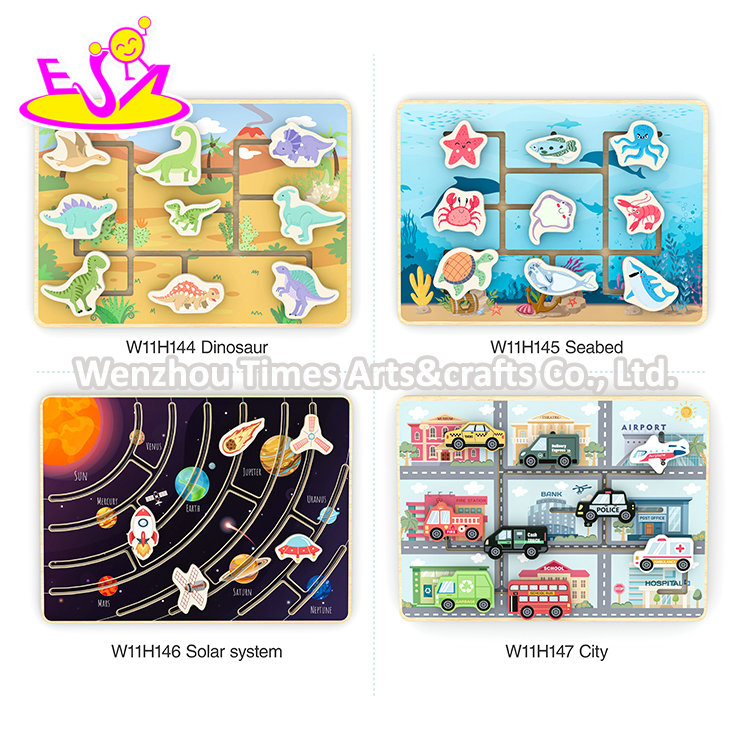 Educational Fine Motor Skills Wooden Dinosaur Maze Toy for Kids W11h144