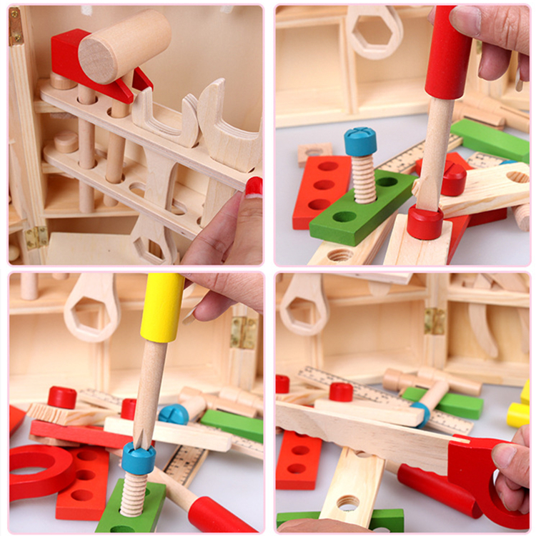Pretend Play Carpenter Wooden Kids Toy Tool Set Style 1