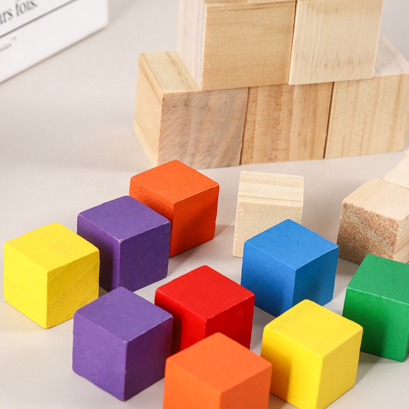 China Manufacturers Lotus Cube Building Blocks Elementary School Students Math Teaching Aids Colored Wooden Block Toys