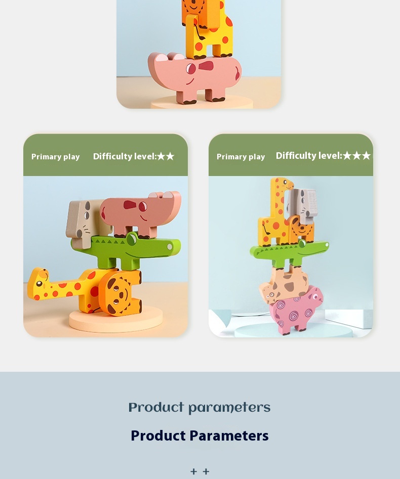 Cross-Border CPC Animal Stacking Wooden High Building Blocks Early Educational Toys for Children Balance Stacking Board Game