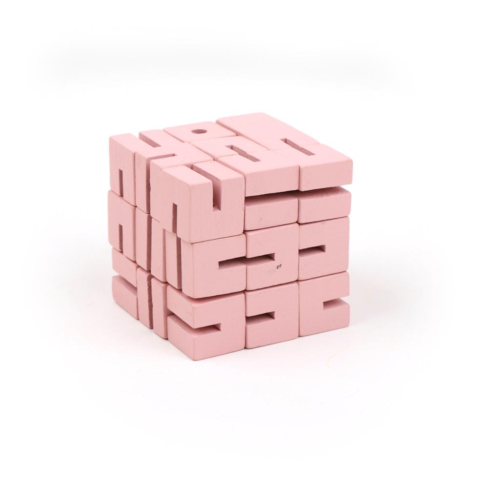 Magic Cube Puzzle Solution Kids Wooden Activity Cube Toy Iq Puzzle Cube