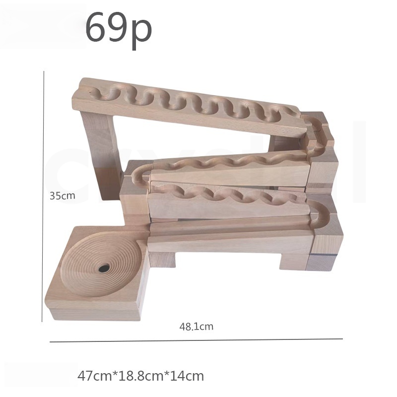 Crystal Solid Wood Track Ball Building Blocks Marble Track Ball Children's Large Wooden Educational Building Blocks Toy
