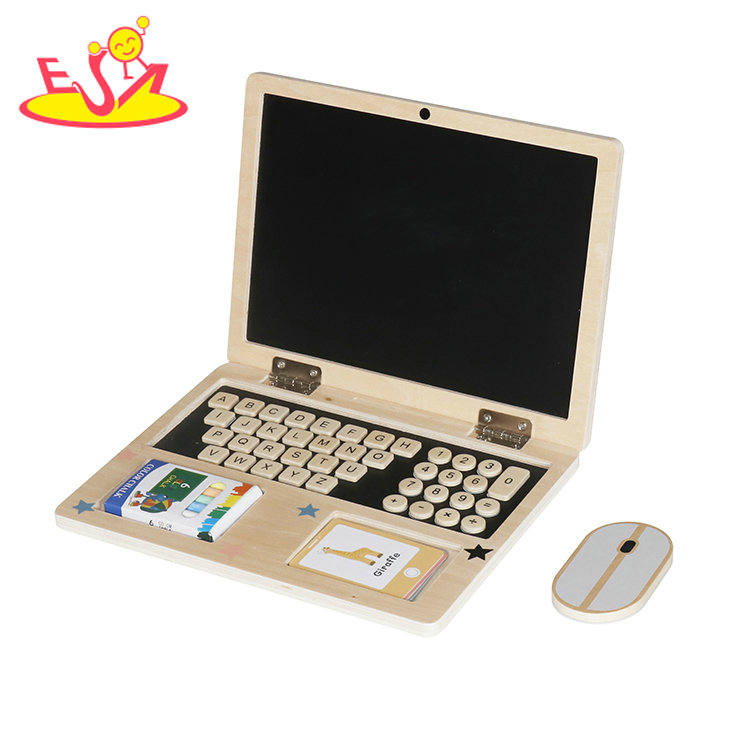 2025 Montessori Wooden Puzzle Laptop Toy - Interactive Computer Drawing Board &amp; Chalkboard Learning Set for Toddlers W12B303
