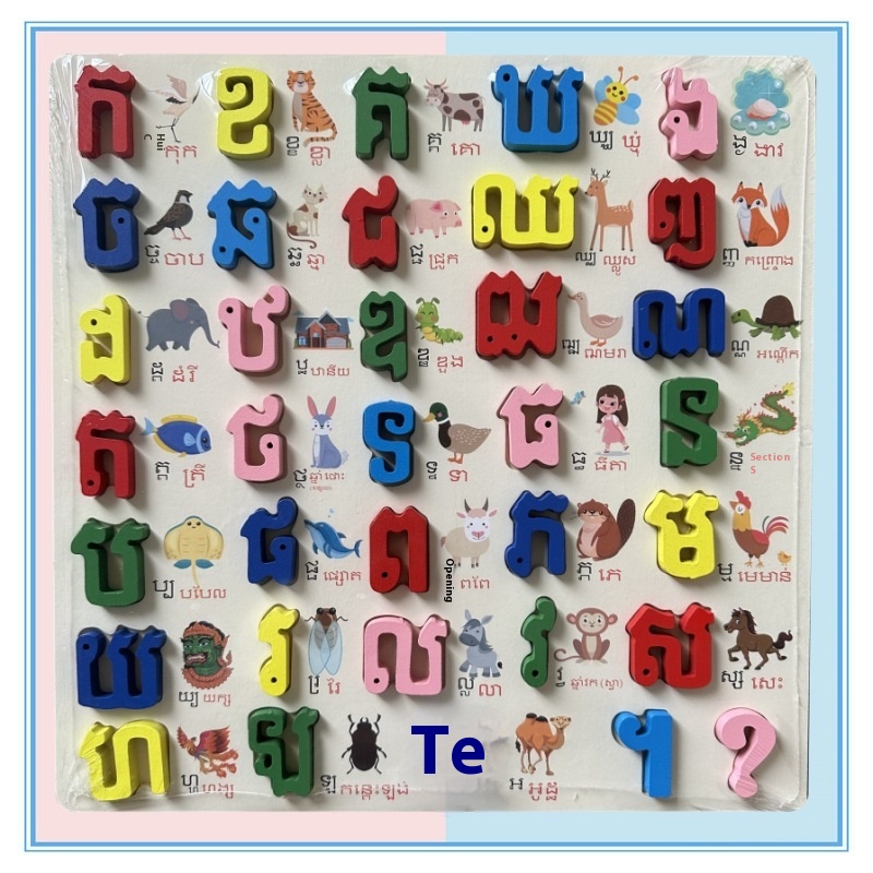 Vietnamese Russian Cambodian Arabic Alphabet Numeric Hand Jigsaw Puzzle Toy Wooden Alphabet Plate