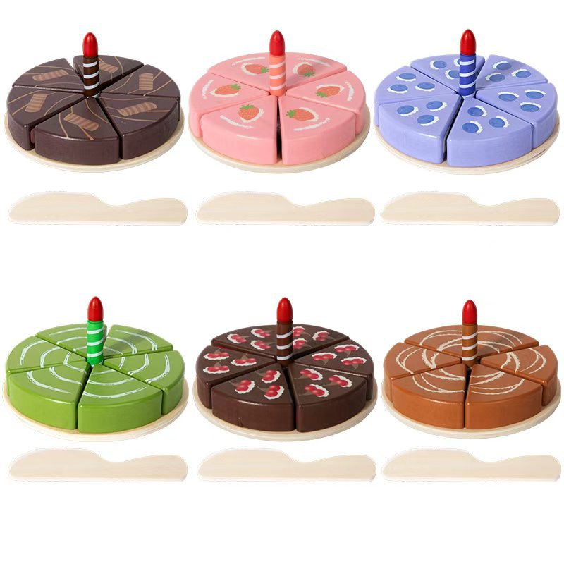 New Role Pretend Simulation Birthday Cake Toys for Kids Educational Puzzle Game Wooden Children Dessert Cutting Role Play Toy