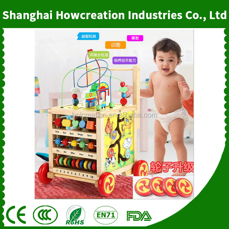 New Arrival Wooden Learning Bead Maze Cube 5 in 1 Activity Center Educational Toy to Help Kids Develop Intelligence